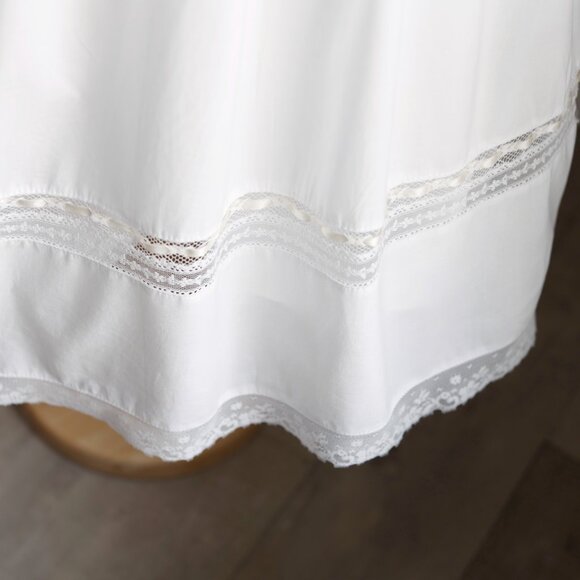 White Heirloom Dress Vintage Lace Ivory Satin Flower Girl Special Occasion - Picture 7 of 7